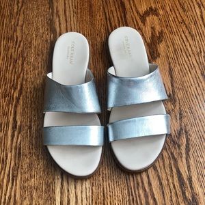 Cole Haan Silver Findra Double Band Flat Sandals